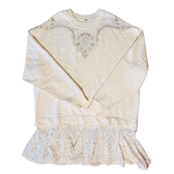 Free People Prairie Sweatshirt 🌾 NWOT | Size M | Ivory Cream Cozy Slouchy Fit - Picture 6 of 9